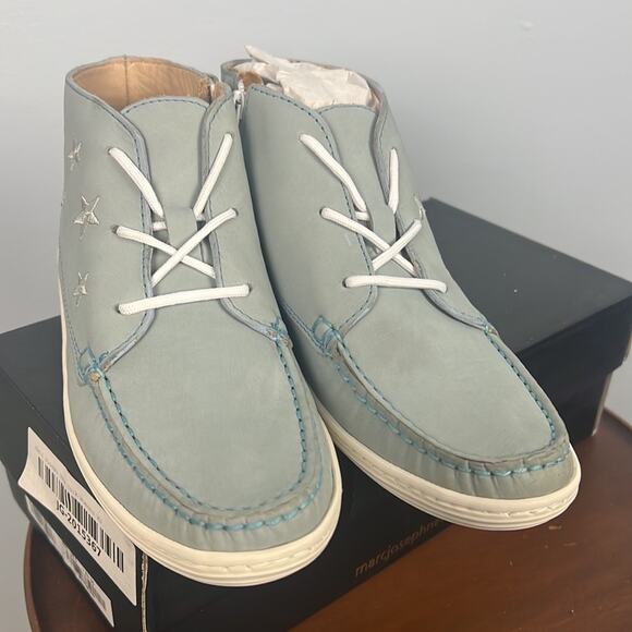 Marc Joseph Houston leather Bootie blue with embroidered stars size 5 - Picture 3 of 9